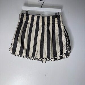 Everlane Black White Organic Cotton Stripe High Rise Pull On Shorts Large